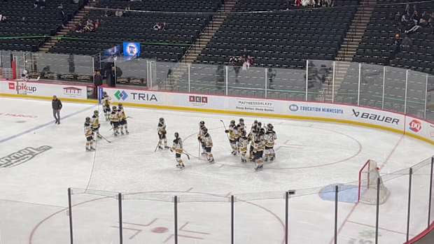 Warroad celebrates win over Albert Lea in Class 1A quarterfinal